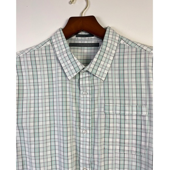 Sean John 3XL Button Down Shirt Long‎ Sleeve Plaid Tailored Fit Jade Cream New - Picture 2 of 6